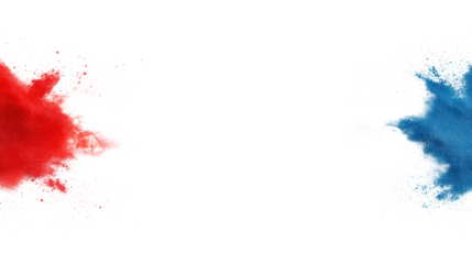 Brush strokes of red and blue paint on transparent background