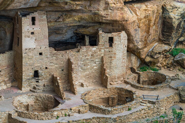 The UNESCO world heritage site The Cliff Palace cliff dwelling in the National Park Mesa Verde in Colorado state of United States.