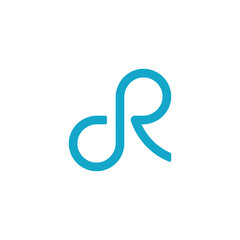 A minimalist and elegant logo featuring a stylized, continuous line forming the letters "DR" or a similar flowing, connected design in a light blue color