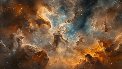 colorful galaxy nebula clouds with sparkling stars, space, sky 16