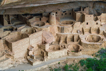 The UNESCO world heritage site The Cliff Palace cliff dwelling in the National Park Mesa Verde in Colorado state of United States.