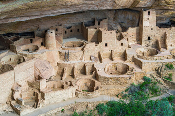 The UNESCO world heritage site The Cliff Palace cliff dwelling in the National Park Mesa Verde in Colorado state of United States.