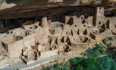 The UNESCO world heritage site The Cliff Palace cliff dwelling in the National Park Mesa Verde in Colorado state of United States.