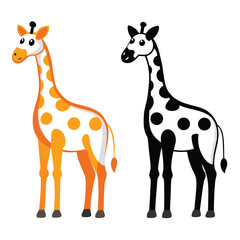 Obraz premium Detailed comparison of black and white giraffe images in vector format
