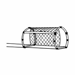 Black and White Illustration of a Small Soccer Goal with Netting