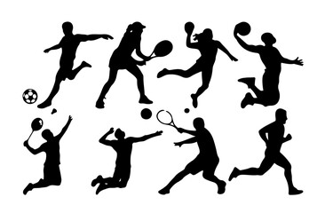 Silhouettes of Athletes Playing Various Sports
