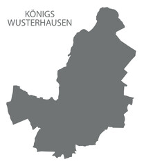 Königs Wusterhausen city map with boroughs grey illustration silhouette shape