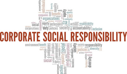 Corporate Social Responsibility word cloud conceptual design isolated on white background.