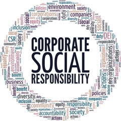 Corporate Social Responsibility word cloud conceptual design isolated on white background.
