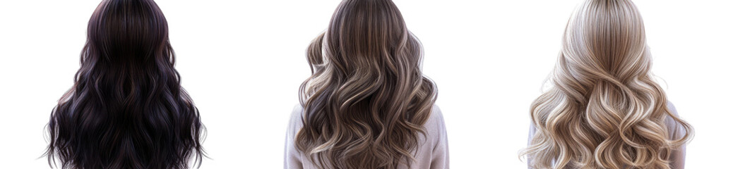 Naklejka premium Three different hairstyles with wavy hair