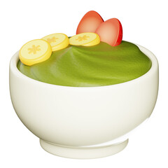 Green Smoothie Bowl with Banana and Strawberry