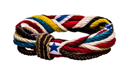 Braided Rope Bracelet with Blue Star Design, cut out transparent