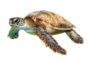 Detailed close-up of a sea turtle, showcasing its shell patterns and flippers