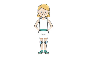 Blonde Athlete Ready for Action: An vector illustration of a young blonde woman in athletic gear, embodying readiness and enthusiasm for any physical activity or sport.