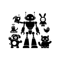 simple silhouette of Friendly robot pets 