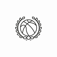 basketball laurel wreath icon sign vector