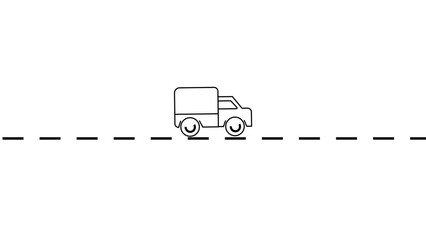 Delivery truck illustration on the road expressing transportation movement and logistics concept in...