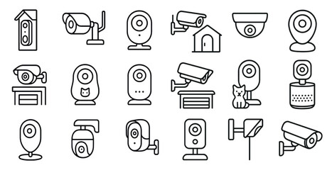 Fototapeta premium Collection of security cameras and devices. Scene is serious and focused on safety