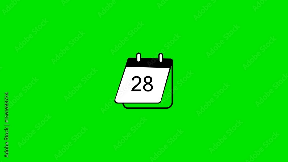 Poster calendar icon displaying the date twenty eight centered on a bright green background suitable for de