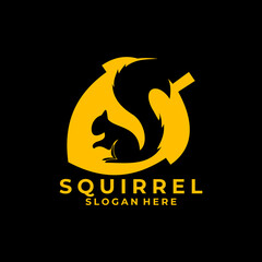 Squirrel animal in Nut vector logo design vector template
