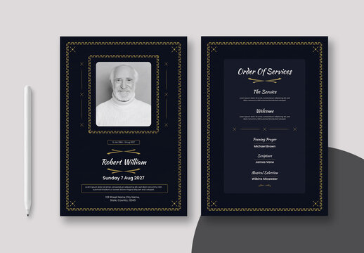Elegant Funeral Program Card Layout