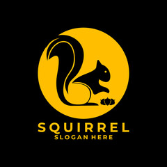 Squirrel sign or badge logo design vector template