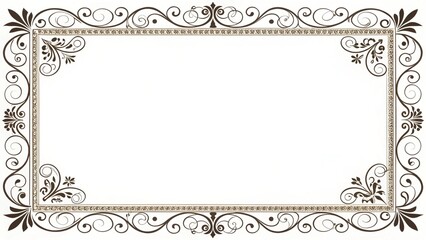 Elegant Ornamental Frame with Floral Swirls and Decorative Border Perfect for Invitations Certificates and Formal Documents with a Classic and Refined Aesthetic
