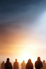 Fototapeta premium Migration to Medina brings hope under a vibrant glowing sky for a new beginning