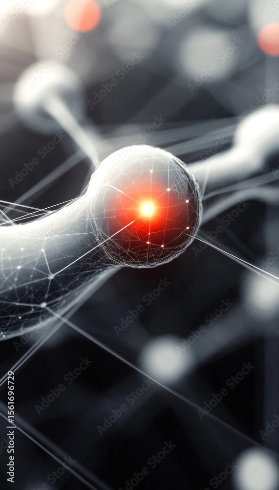 Poster futuristic network structure showcasing advanced communication links on a microscopic scale