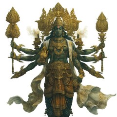 Vishnu exalted in majestic form isolated on white background digital artwork spiritual environment