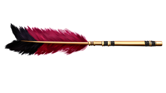 Feathered Arrow with Golden Shaft, Isolated, cut out transparent