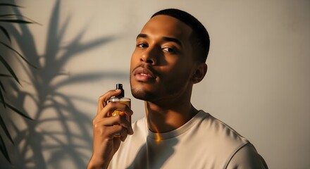 Young Man Applying Fragrance From