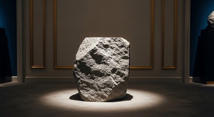 Stone pedestal in museum display spotlight