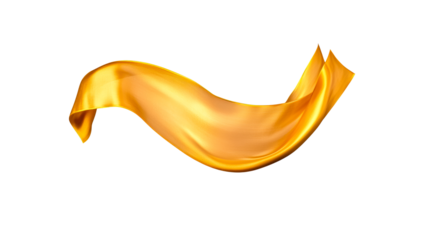 Gold fabric flowing silk material, wave shape, cut out transparent