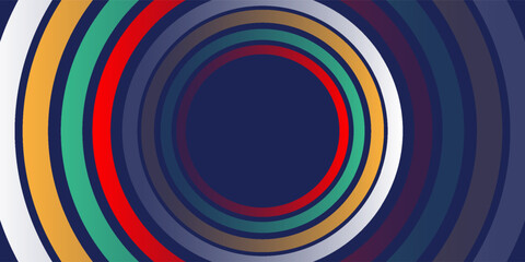 Abstract colorful overlapping circles on dark blue background, vector illustration.