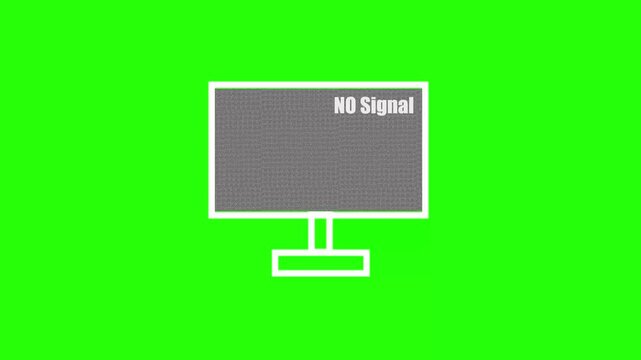 Close-up of vintage television with no signal message in green text on channel 44 in dimly lit room with green neon, no, signal, 4k, video,