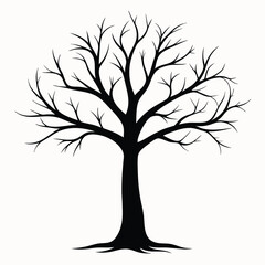 Obraz premium Solitary bare deciduous tree illustration in a minimalist style