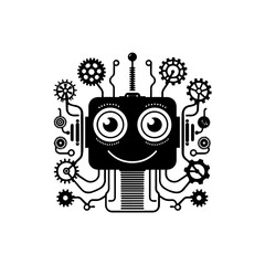 simple silhouette of Wires, gears, and smiles