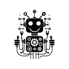 simple silhouette of Wires, gears, and smiles