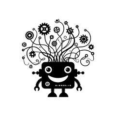simple silhouette of Wires, gears, and smiles