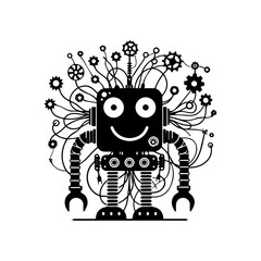 simple silhouette of Wires, gears, and smiles