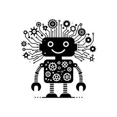 simple silhouette of Wires, gears, and smiles