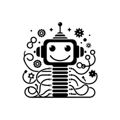 simple silhouette of Wires, gears, and smiles
