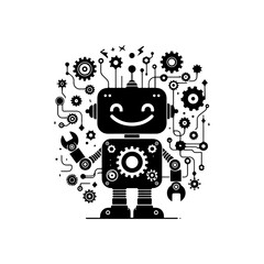 simple silhouette of Wires, gears, and smiles