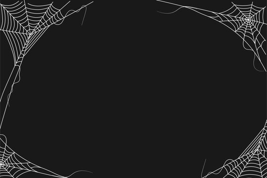 Empty black Halloween background with spider webs in corners. Great for adding custom text or spooky Halloween party design.