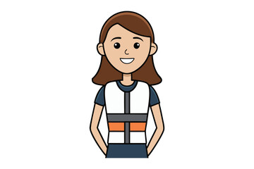 Smiling Lady in Safety Vest: A friendly illustration of a woman confidently wearing a safety vest, standing with poised posture. Emphasizing safety, confidence and preparedness in any situation.