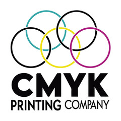 CMYK Printing Company Logo Featuring Interlocking Color Circles