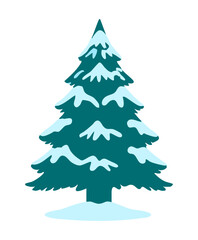 Zimowa choinka obsypana śniegiem ilustracja