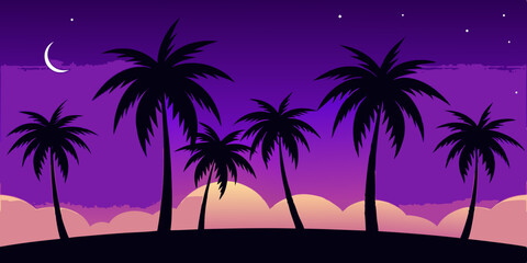 Naklejka premium palm trees at sunset