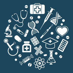 Medical icons circle healthcare vector illustration